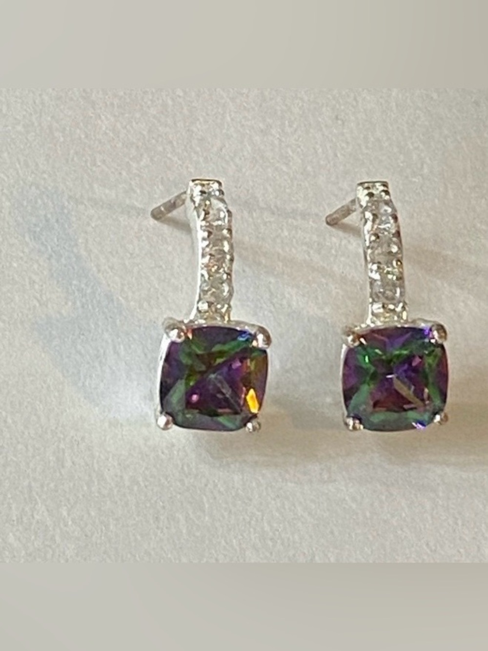 Silver-Tone Mystic Topaz Rhinestone Drop Earrings -